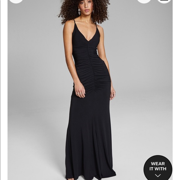 macy's evening dresses long black